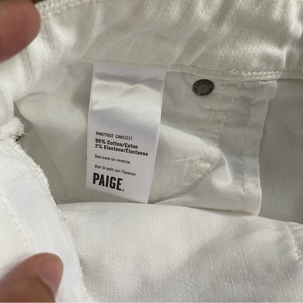 PAIGE Jax Bermuda white Shorts Rolled Cuff or Raw Hem Size 28 - Picture 12 of 12